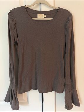 Nation LTD Dusty Mauve Long-Sleeve Top with Ruffle Cuffs